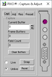 (XCAP Control Panel for the Generic PAL S/Video (Square Pixels))