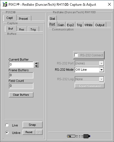 (XCAP Control Panel for the Redlake (DuncanTech) RH1100)
