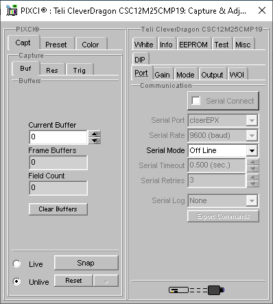 (XCAP Control Panel for the Teli CleverDragon CSC12M25CMP19)