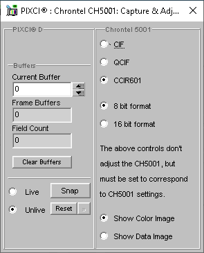 (XCAP Control Panel for the Chrontel CH5001)