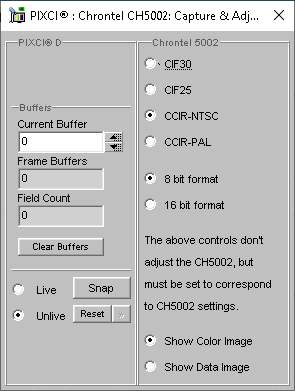 (XCAP Control Panel for the Chrontel CH5002)