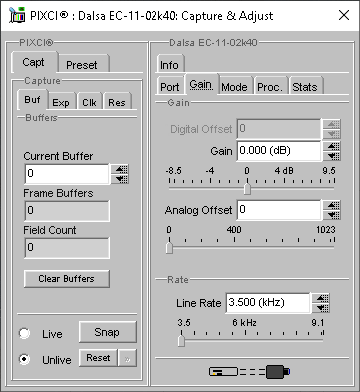 (XCAP Control Panel for the Dalsa EC-11-02k40)