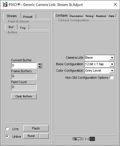 (XCAP Control Panel for the Generic Camera Link)