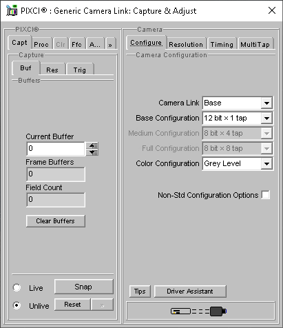 (XCAP Control Panel for the Generic Camera Link)