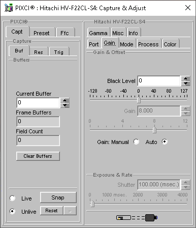 (XCAP Control Panel for the Hitachi HV-F22CL-S4)
