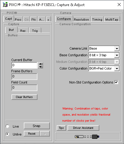 (XCAP Control Panel for the Hitachi KP-F130SCL)