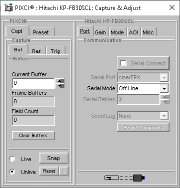 (XCAP Control Panel for the Hitachi KP-FB30SCL)