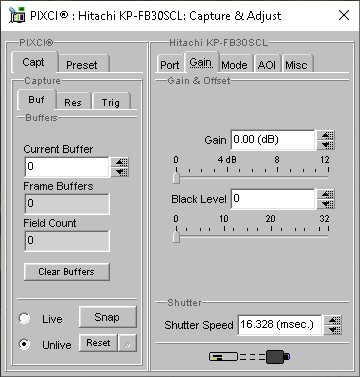 (XCAP Control Panel for the Hitachi KP-FB30SCL)