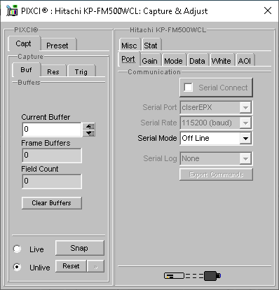 (XCAP Control Panel for the Hitachi KP-FM500WCL(8 Bit Mode))