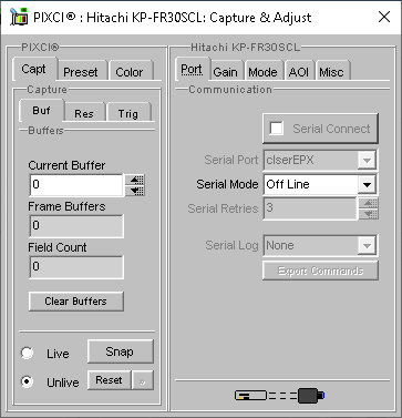 (XCAP Control Panel for the Hitachi KP-FR30SCL)