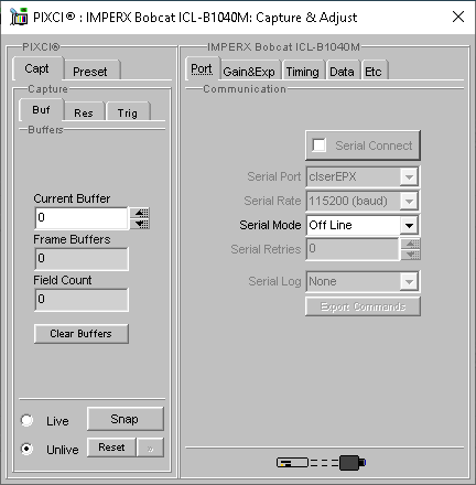 (XCAP Control Panel for the IMPERX Bobcat ICL-B1040M)