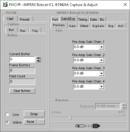 (XCAP Control Panel for the IMPERX Bobcat ICL-B1942M)