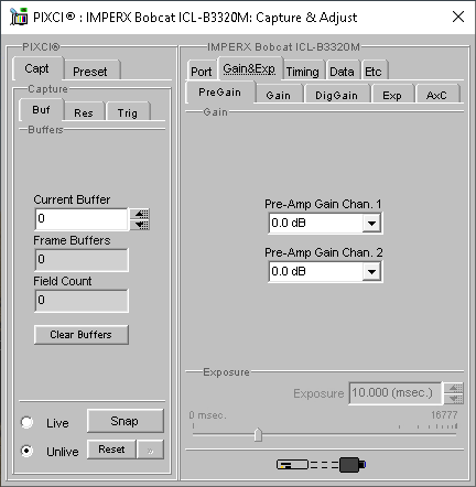 (XCAP Control Panel for the IMPERX Bobcat ICL-B3320M)