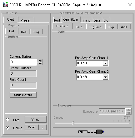 (XCAP Control Panel for the IMPERX Bobcat ICL-B4020M)
