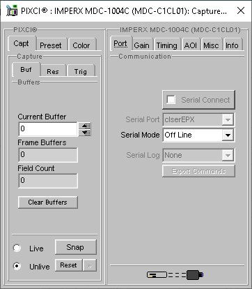 (XCAP Control Panel for the IMPERX MDC-1004C (MDC-C1CL01))