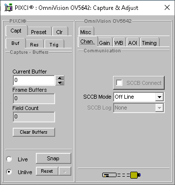 (XCAP Control Panel for the OmniVision OV5642)