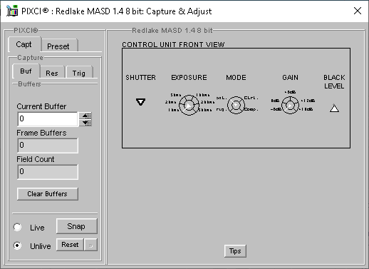 (XCAP Control Panel for the Redlake MASD 1.4 8 bit)