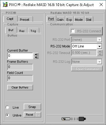 (XCAP Control Panel for the Redlake MASD 16.8i 10 bit)