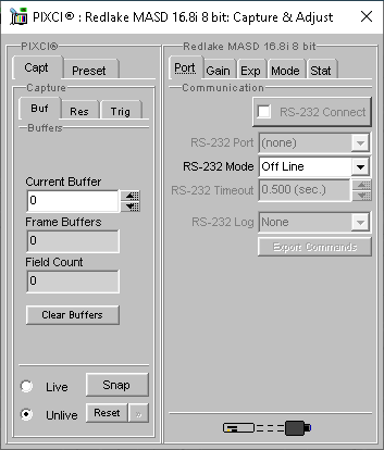 (XCAP Control Panel for the Redlake MASD 16.8i 8 bit)