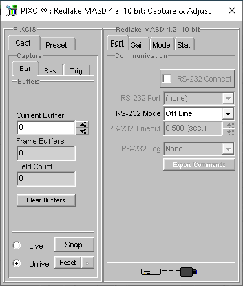 (XCAP Control Panel for the Redlake MASD 4.2i 10 bit)