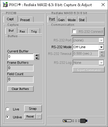 (XCAP Control Panel for the Redlake MASD 6.3i 8 bit)