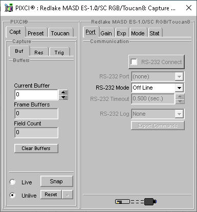 (XCAP Control Panel for the Redlake MASD ES-1.0/SC RGB/Toucan8)