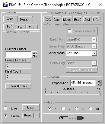 (XCAP Control Panel for the Rice Camera Technologies RCT205SCCL)