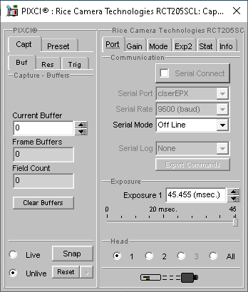 (XCAP Control Panel for the Rice Camera Technologies RCT205SCL)