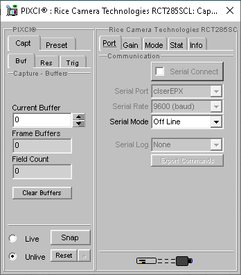 (XCAP Control Panel for the Rice Camera Technologies RCT285SCL)