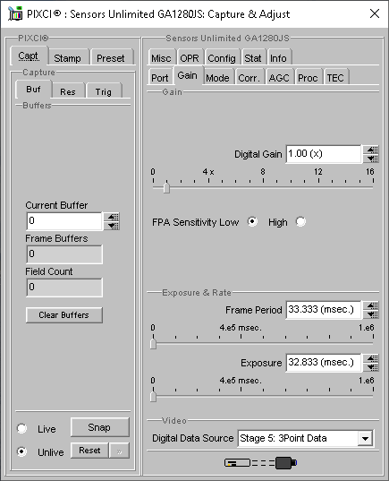 (XCAP Control Panel for the Sensors Unlimited GA1280JS)