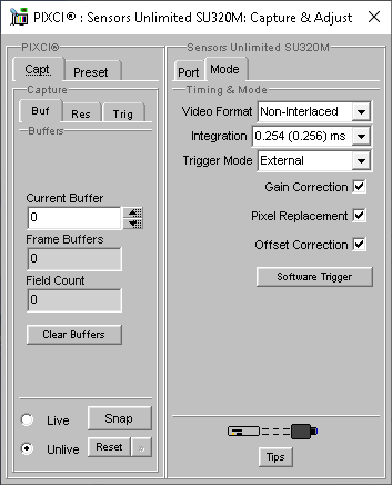 (XCAP Control Panel for the Sensors Unlimited SU320M)