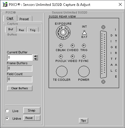 (XCAP Control Panel for the Sensors Unlimited SU320)