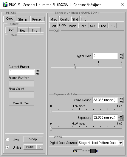 (XCAP Control Panel for the Sensors Unlimited SU640SDV-II)