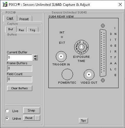 (XCAP Control Panel for the Sensors Unlimited SU640)