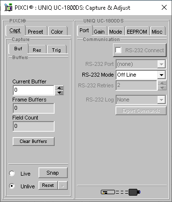 (XCAP Control Panel for the UNIQ UC-1800DS)