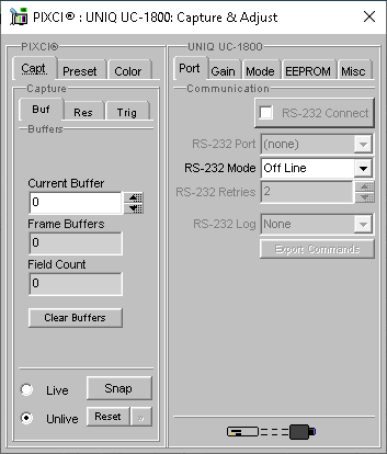 (XCAP Control Panel for the UNIQ UC-1800)