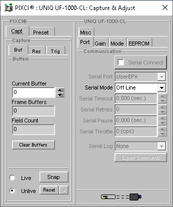 (XCAP Control Panel for the UNIQ UF-1000-CL)