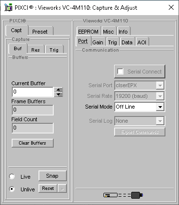 (XCAP Control Panel for the Vieworks VC-4M110)