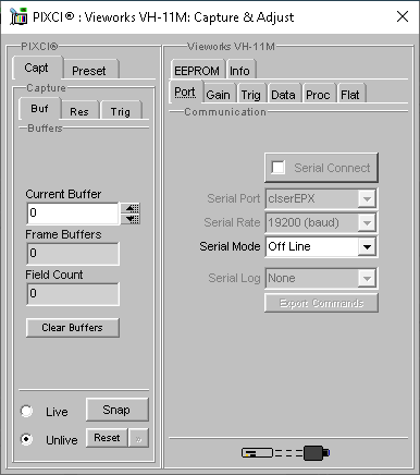 (XCAP Control Panel for the Vieworks VH-11M)